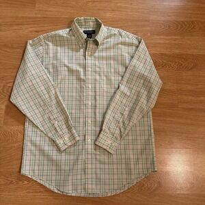 Brooks Brothers Shirt Men's Medium Multicolor Plaid‎ Non-Iron 100% Cotton Preppy